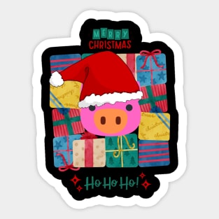 cute pig in santa hat Sticker